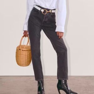 Everlane The ‘90s Cheeky Jean in Washed Black High Rise Straight Leg Denim